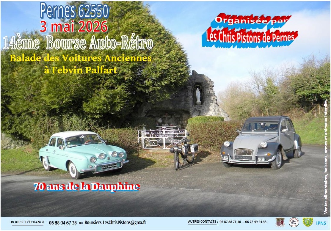 14ème Bourse Auto-Rétro 3 mai 2026 à Pernes (62550)